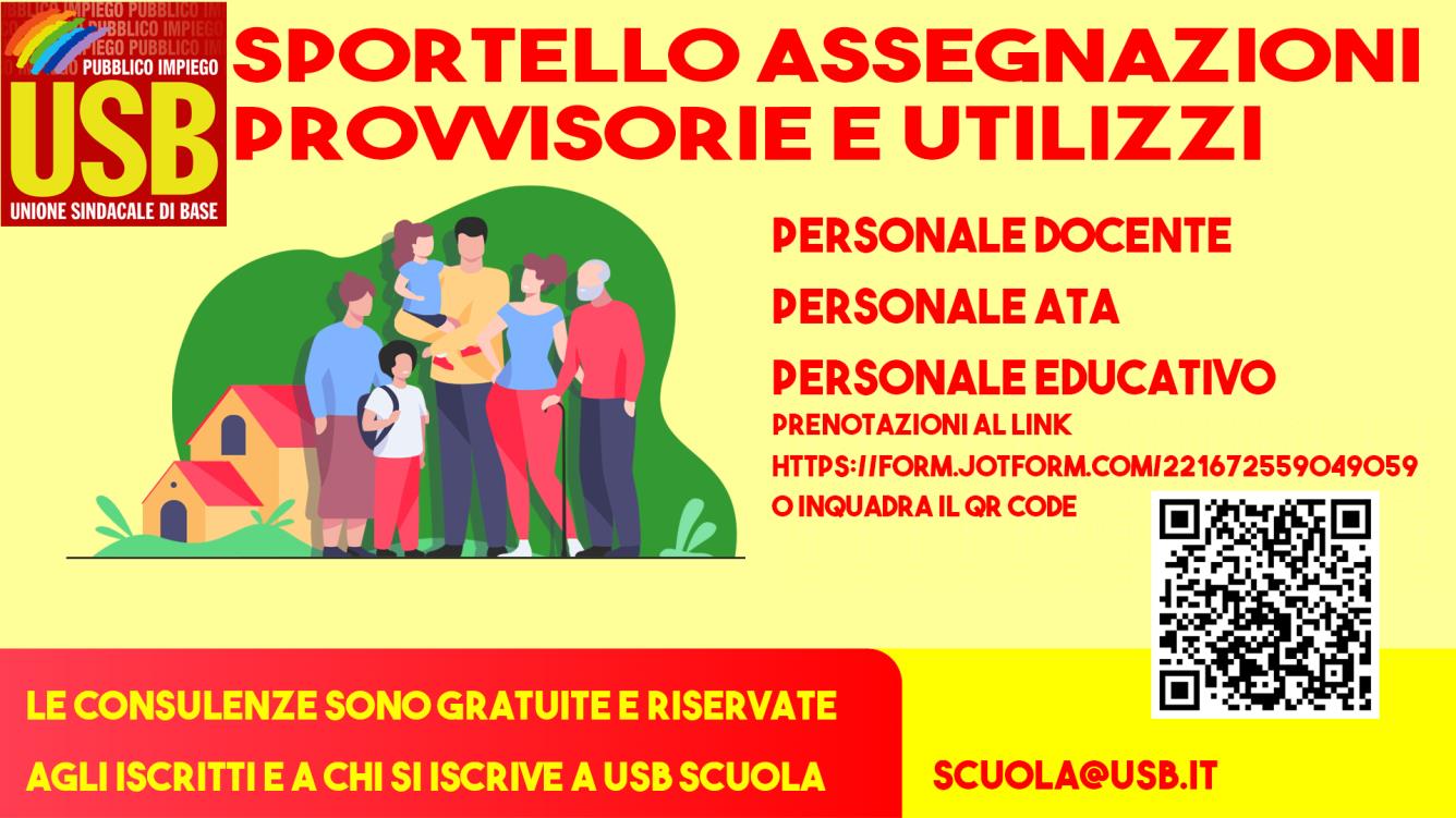 USB Scuola. Apertura sportello assegnazioni provvisorie e utilizzazioni