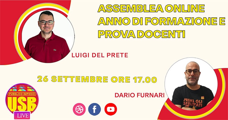 USB SCUOLA Assemblea sindacale online 26 settembre 2024